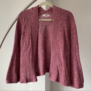 Loft mauve bell sleeved open cardigan